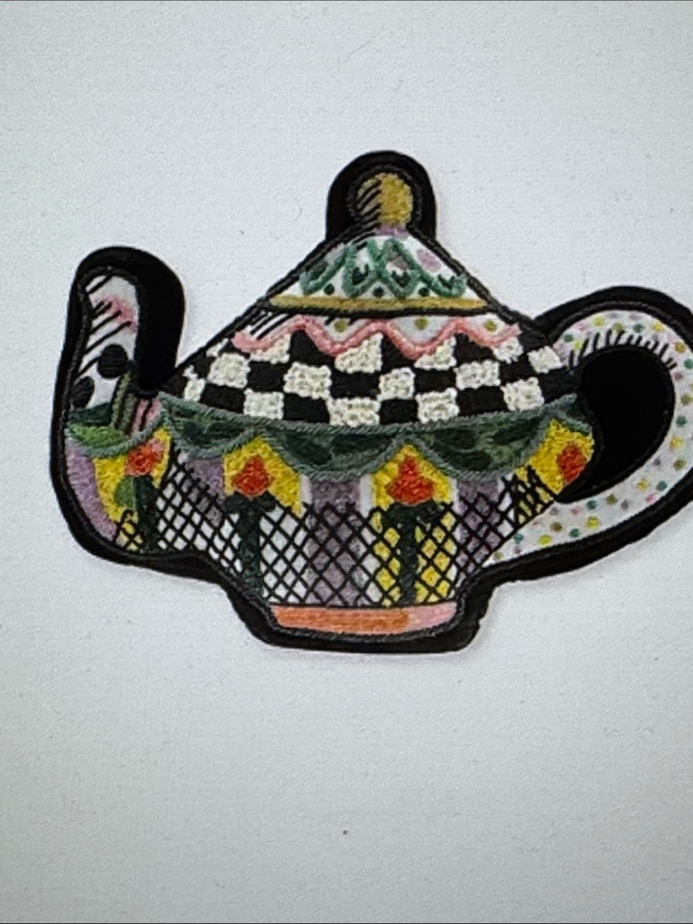 MacKenzie-Childs Teapot Shaped Throw Pillow